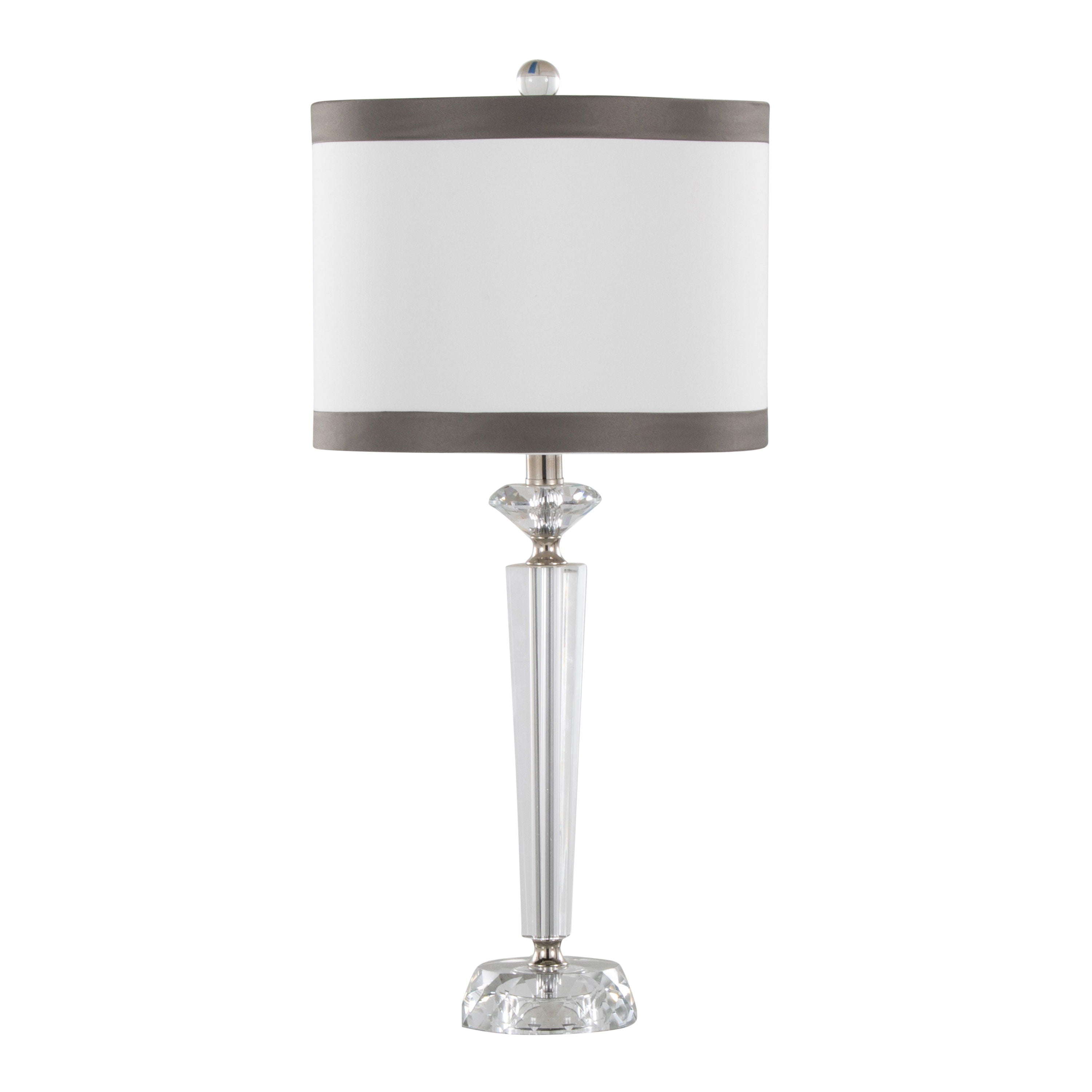 Diamond - Torch Crystal Contemporary Table Lamp (Set of 2) - Clear / Off White / Dark Gray / Polished Nickel