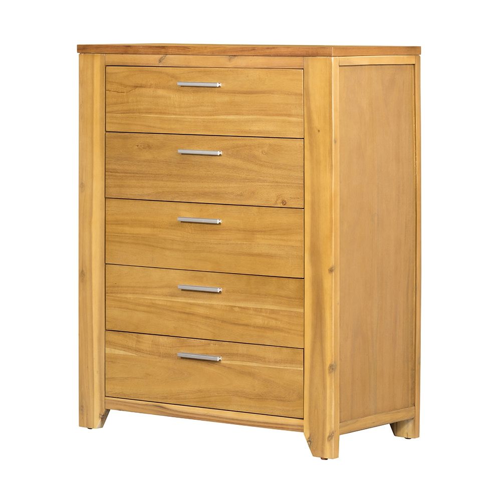 5 Drawer Dresser - Natural Wood / Brown