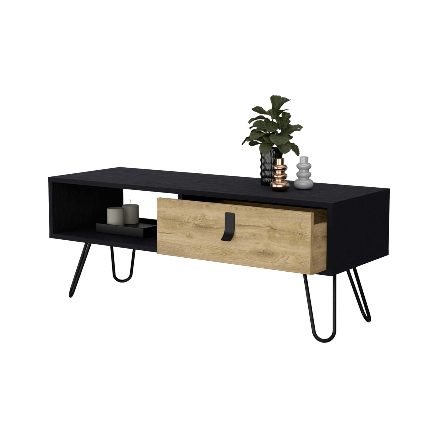 Chase Black and Macadamia Hairpin Legs Coffee Table