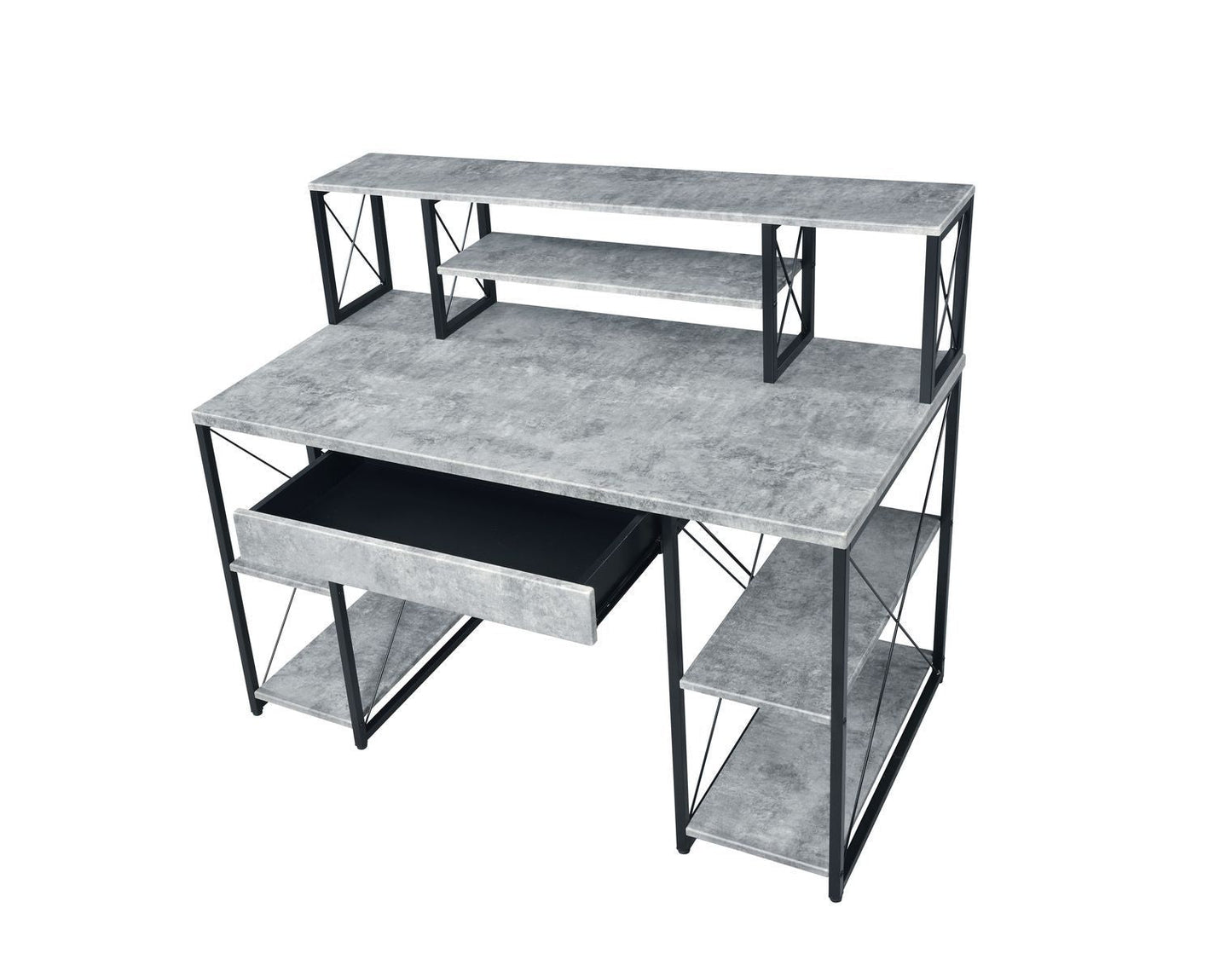 ACME Amiel Desk, Faux Concrete & Black 92875