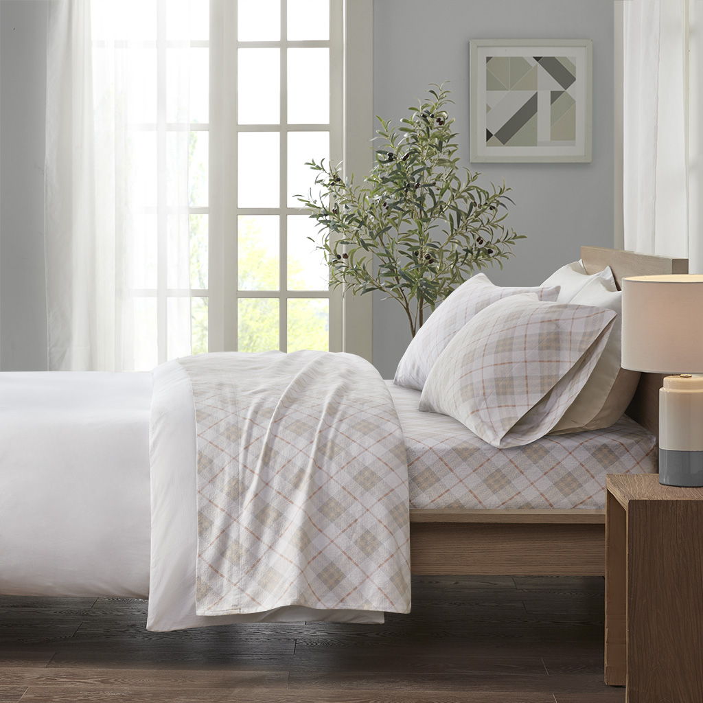 Cozy Flannel - Queen Printed Sheet Set - Pink Plaid