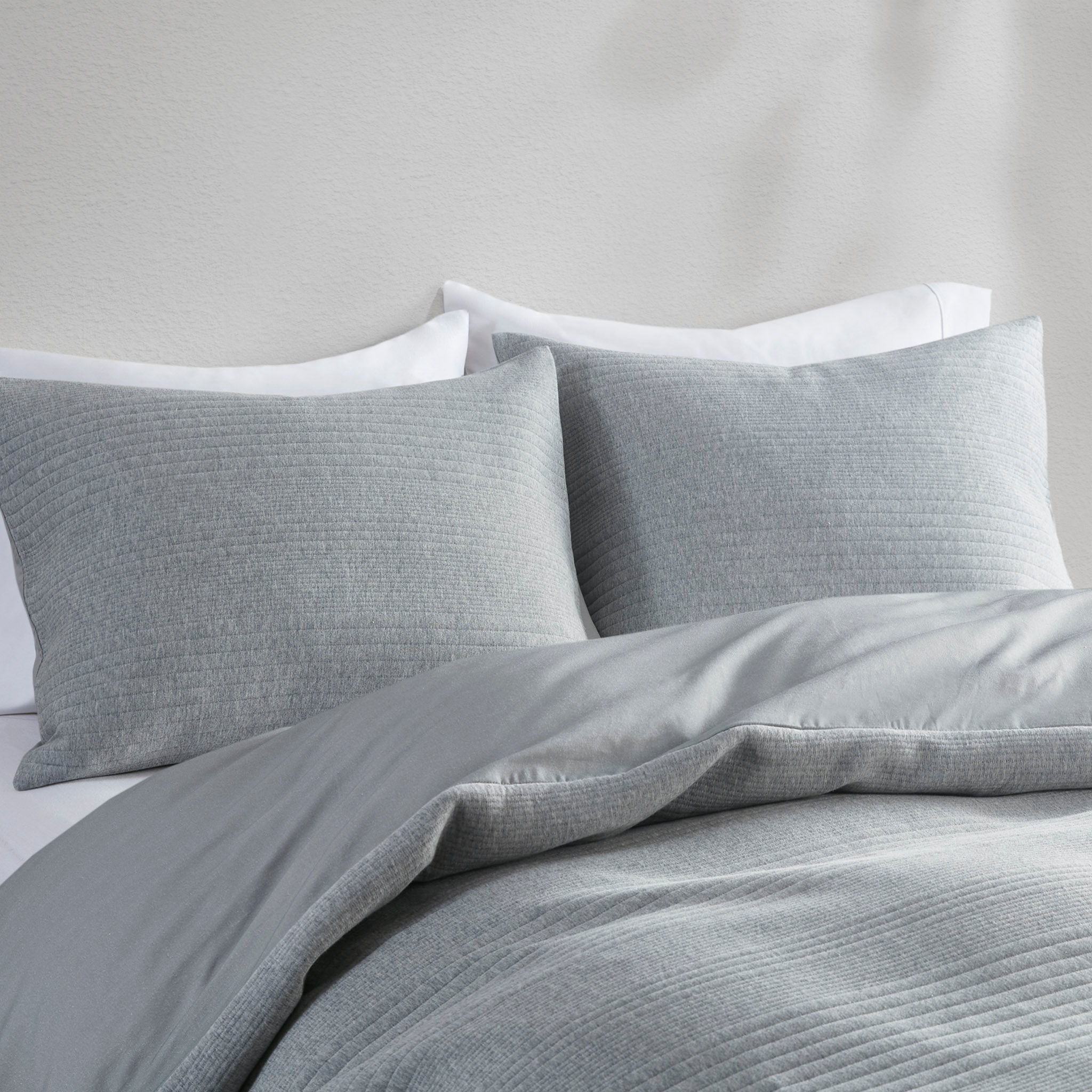Ellis - 3 Piece Full Duvet Set - Heathered Gray