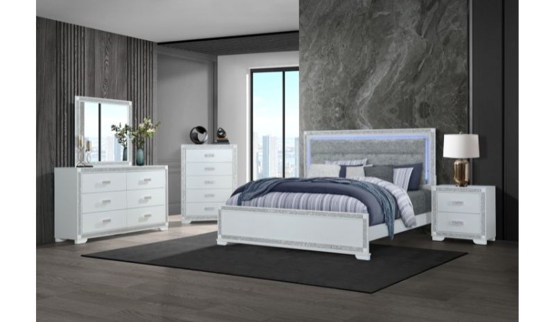Soleil - 5 Piece King Bedroom Set - White
