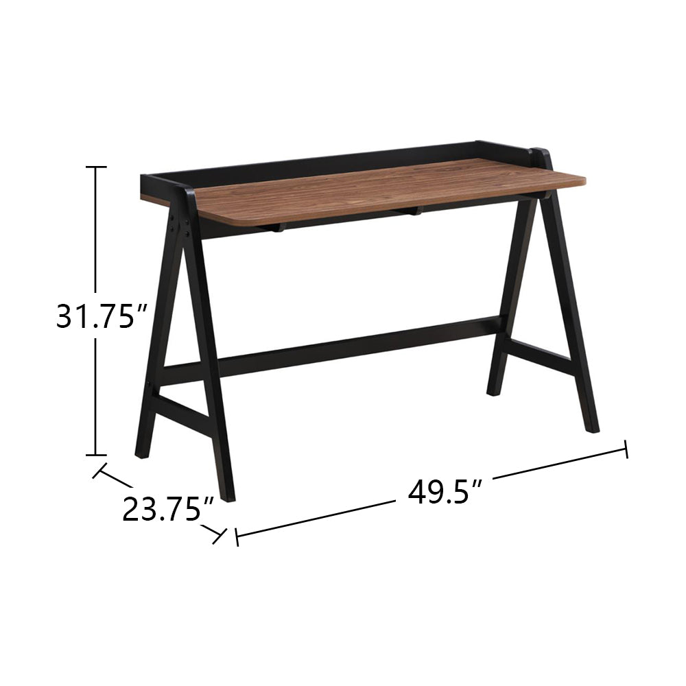 Writing Desk with USB Ports in Walnut and Black