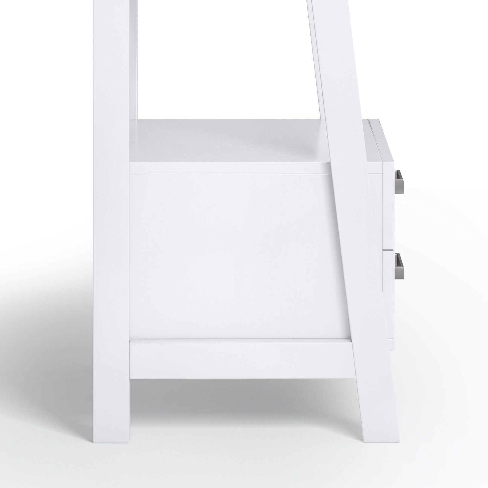 Sawhorse - Ladder Shelf with Storage - White