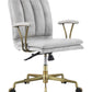 ACME Damir Office Chair, Vintage White Top Grain Leather & Gold 92422