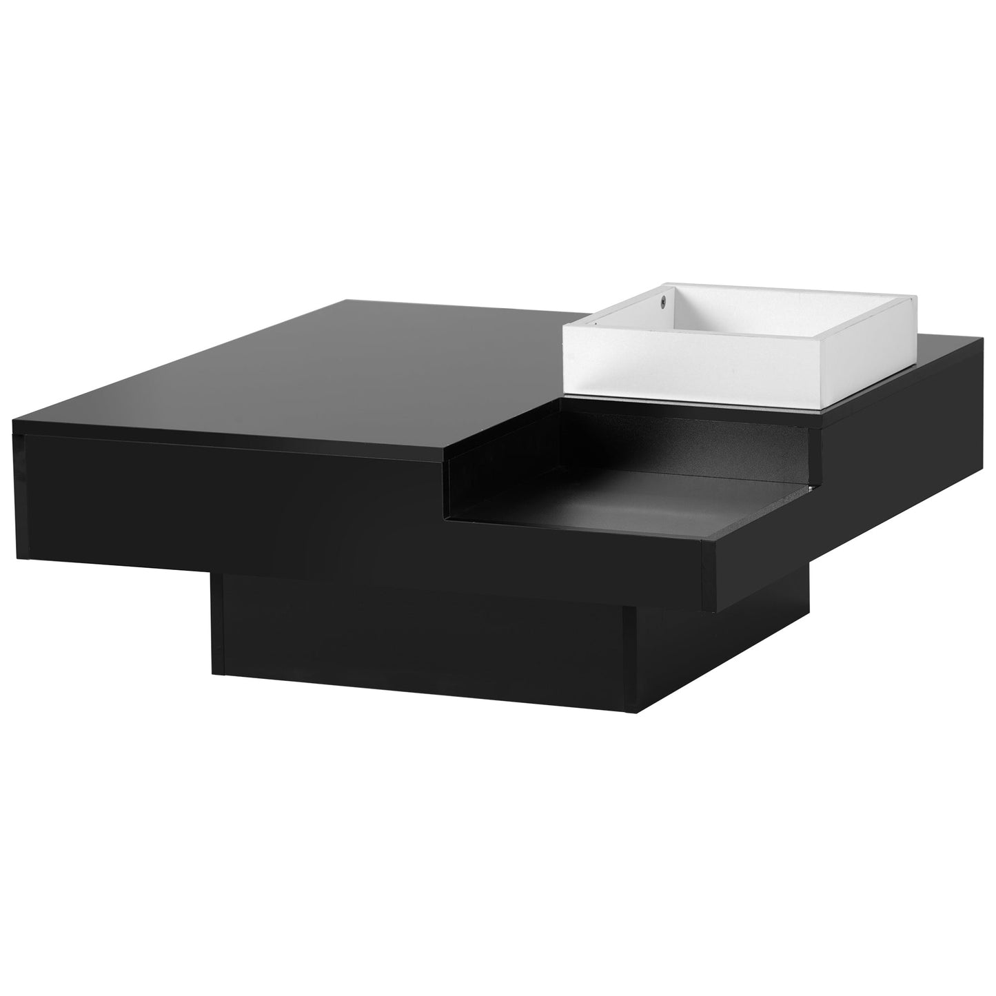 Modern Minimalist Design 31.5*31.5in Square Coffee Table with Detachable Tray and Plug-in 16-color LED Strip Lights Remote Control for Living Room (OLD SKU: WF291303AAB )