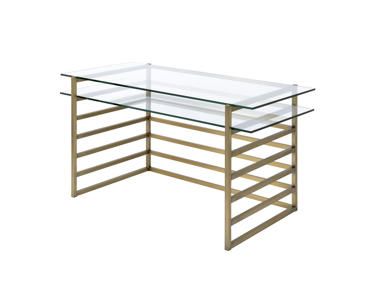 ACME Shona Desk in Antique Gold & Clear Glass 92535