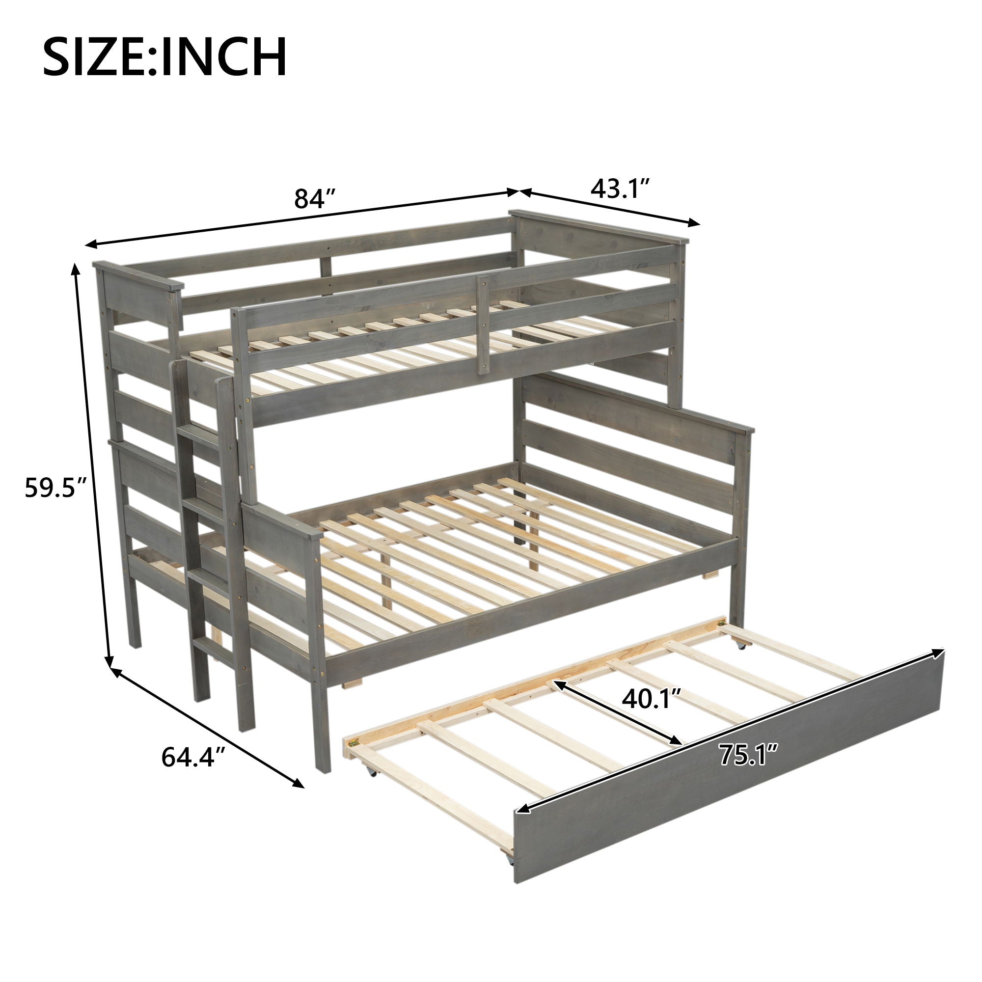 Detachable Design Bunk Bed With Ladder