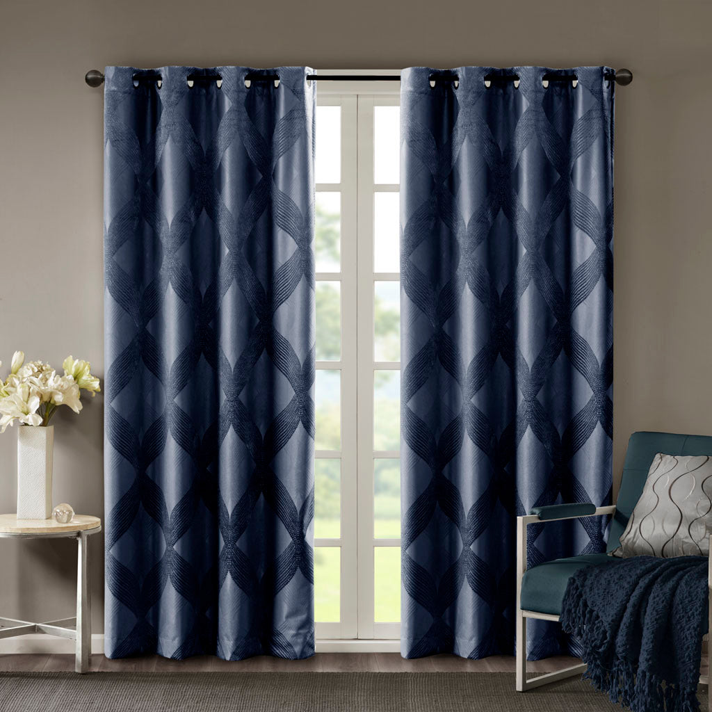 Ogee Knitted Jacquard Total Blackout Curtain Panel