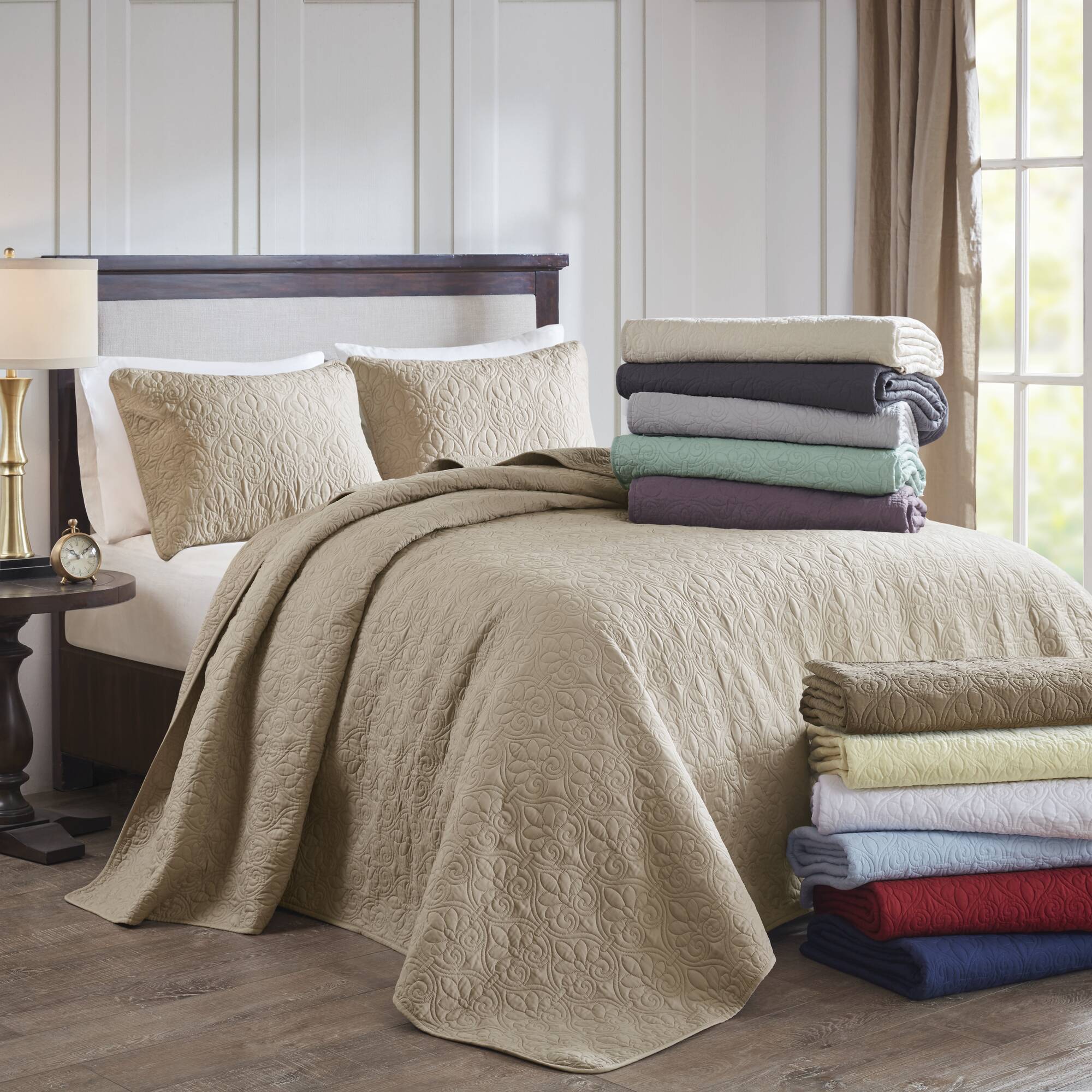 Quebec - Queen Reversible Bedspread Set - Gray
