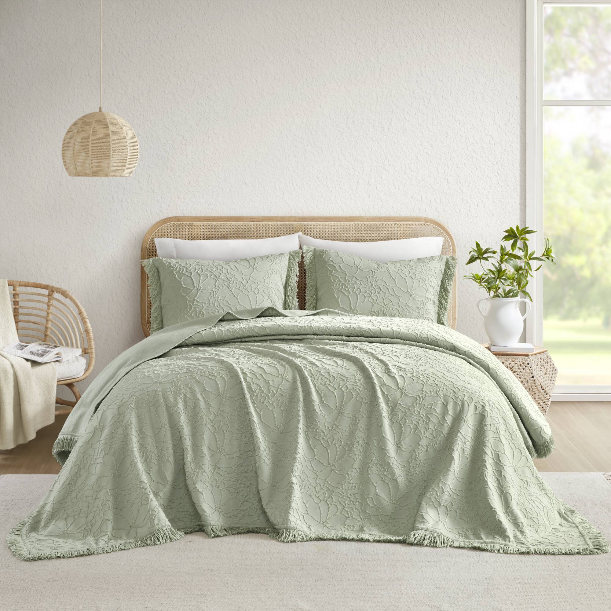 Willow - 3 Piece King Bedspread Set - Sage