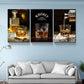 3 Panels Framed Canvas Whiskey Wall Art Decor,3 Pieces Mordern Canvas Painting Decoration Painting for Chrismas Gift, Office,Dining room,Living room, Bathroom, Bedroom Decor-Ready to Hang