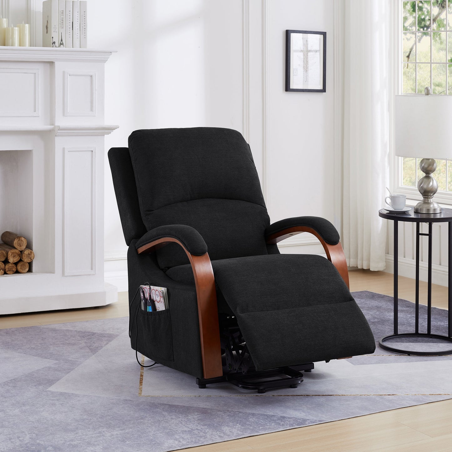 Power Lift Recliner Chair Sofa Electric Chair Message Chair Soft Fabric Dark Grey