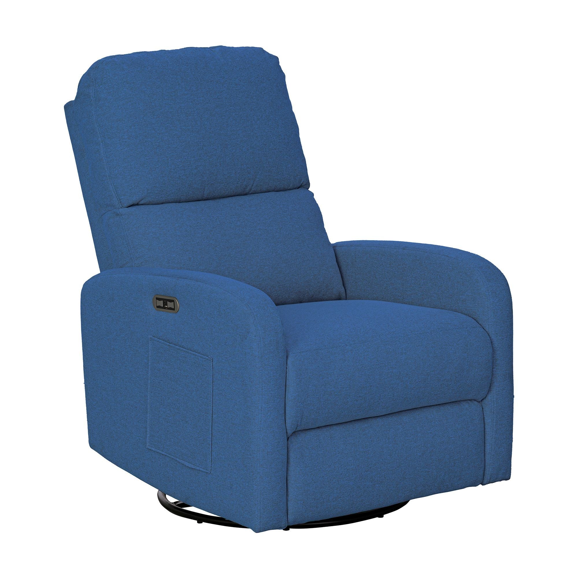 Dakota - Power Recliner 3-in-1 With Swivel, Glider, USB Ports - Blue