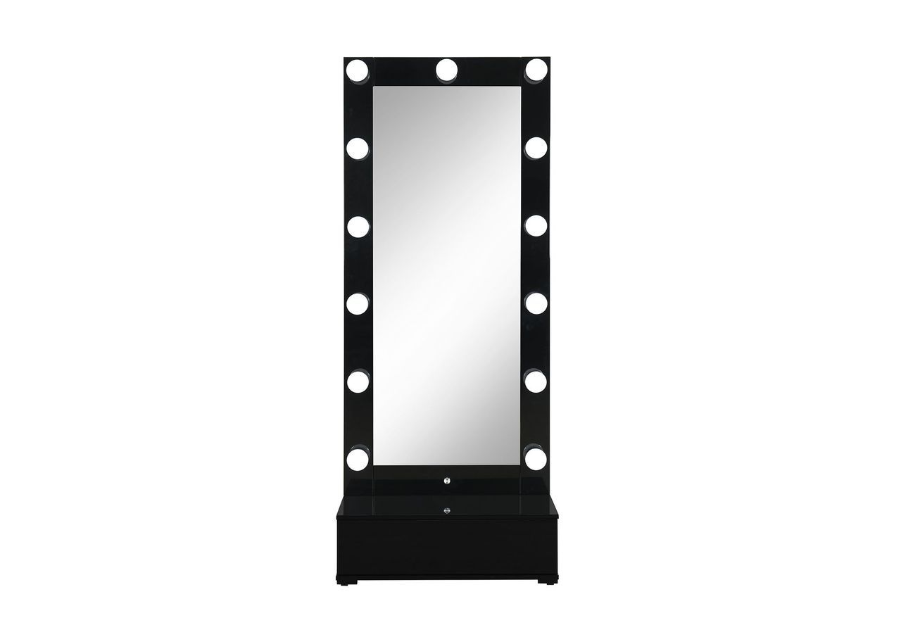 Ella - Narrow Tall Mirror With LED - Black