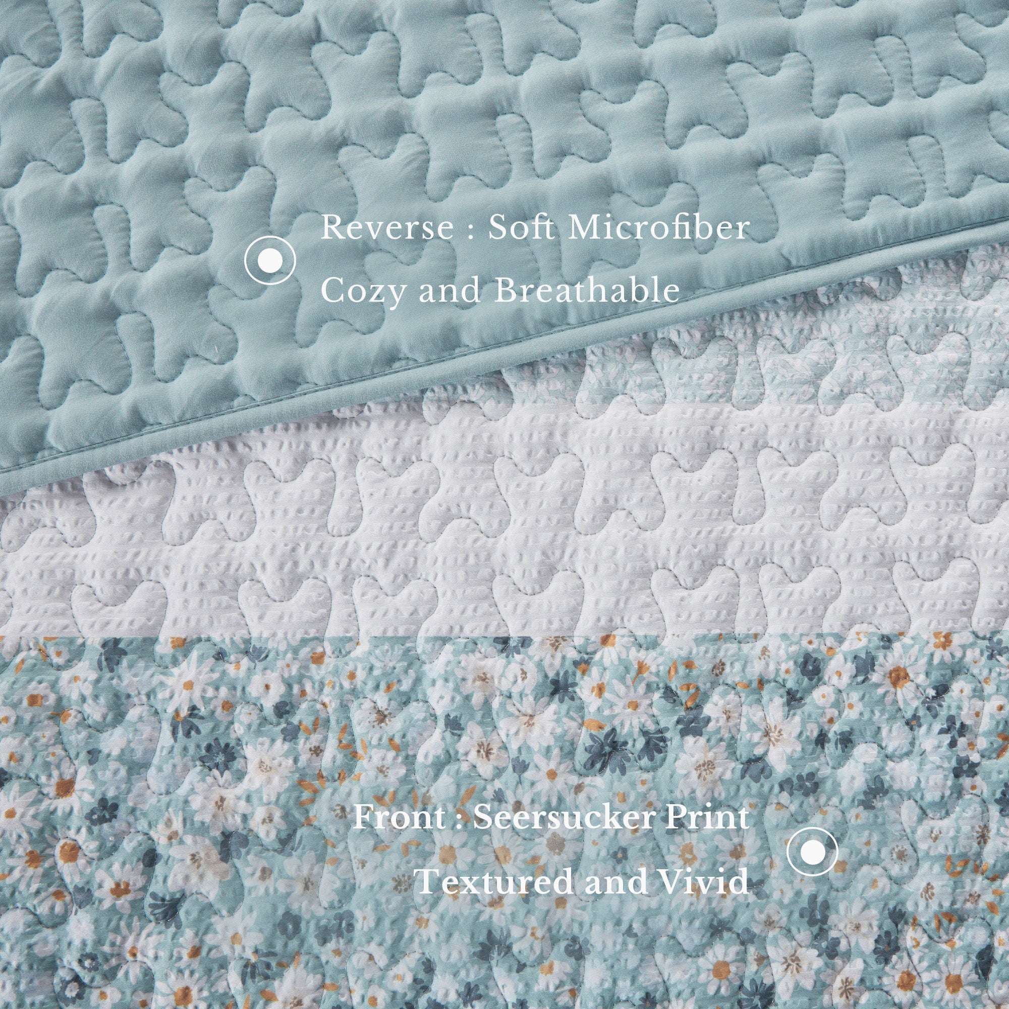 Caralie - 4 Piece Full Seersucker Coverlet Set With Throw Pillow - Aqua