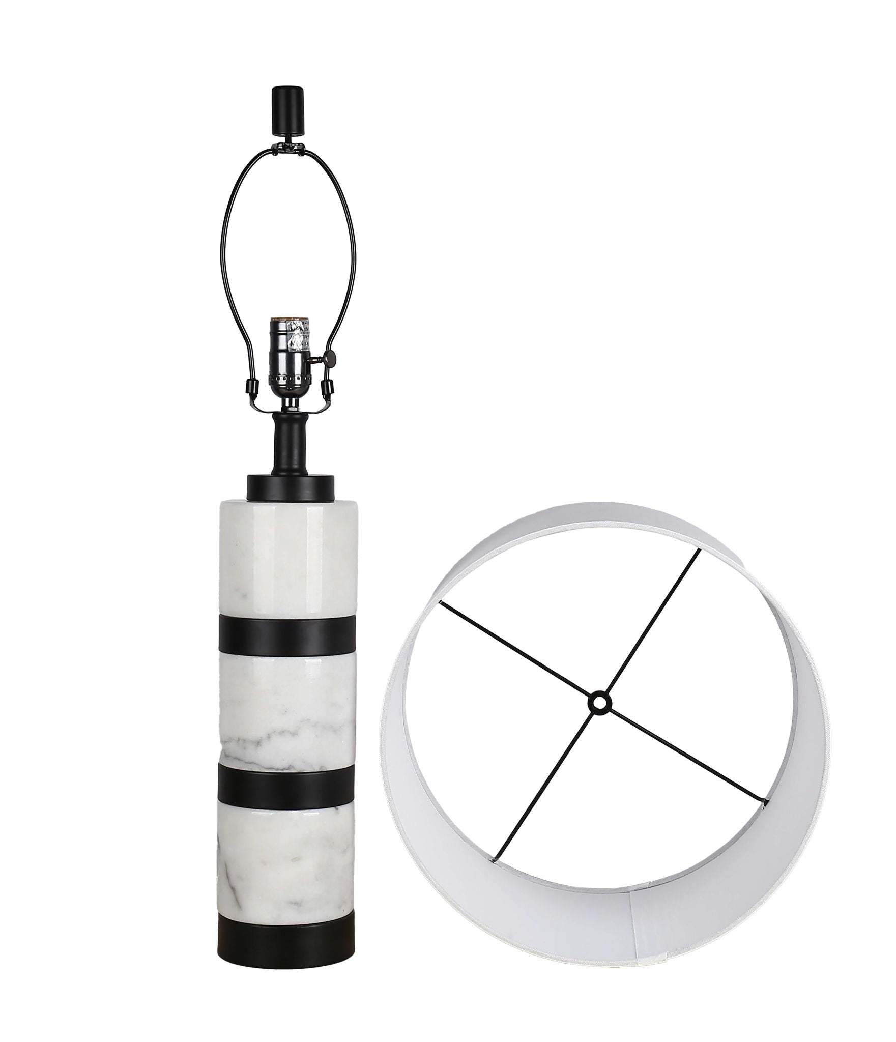 "Marble Harmony" Marble Table Lamp - White Marble / Matte Black