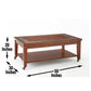 Classic Coffee Table with Bottom Shelf - Antique Focal Point - Wooden Construction, Brown Finish, Mobility