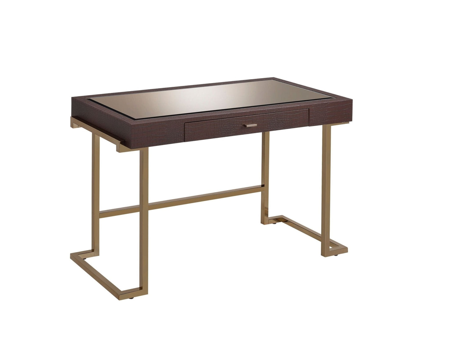 ACME Boice Desk in Espresso PU & Champagne 92336