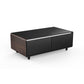Modern Smart Coffee Table with Built-in Fridge, Bluetooth Speaker, Wireless Charging Module, Touch Control Panel, Power Socket, USB Interface, Outlet Protection, Atmosphere light, and More, Brown