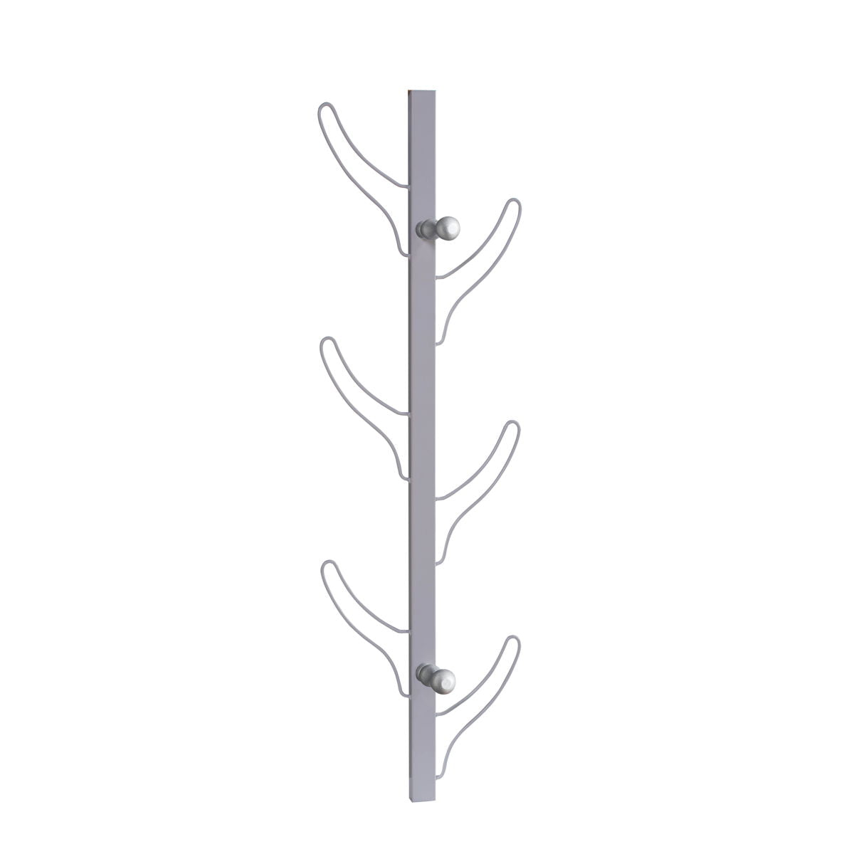 Vertical Eight Hook Coat Rack Wall Mount - Silver