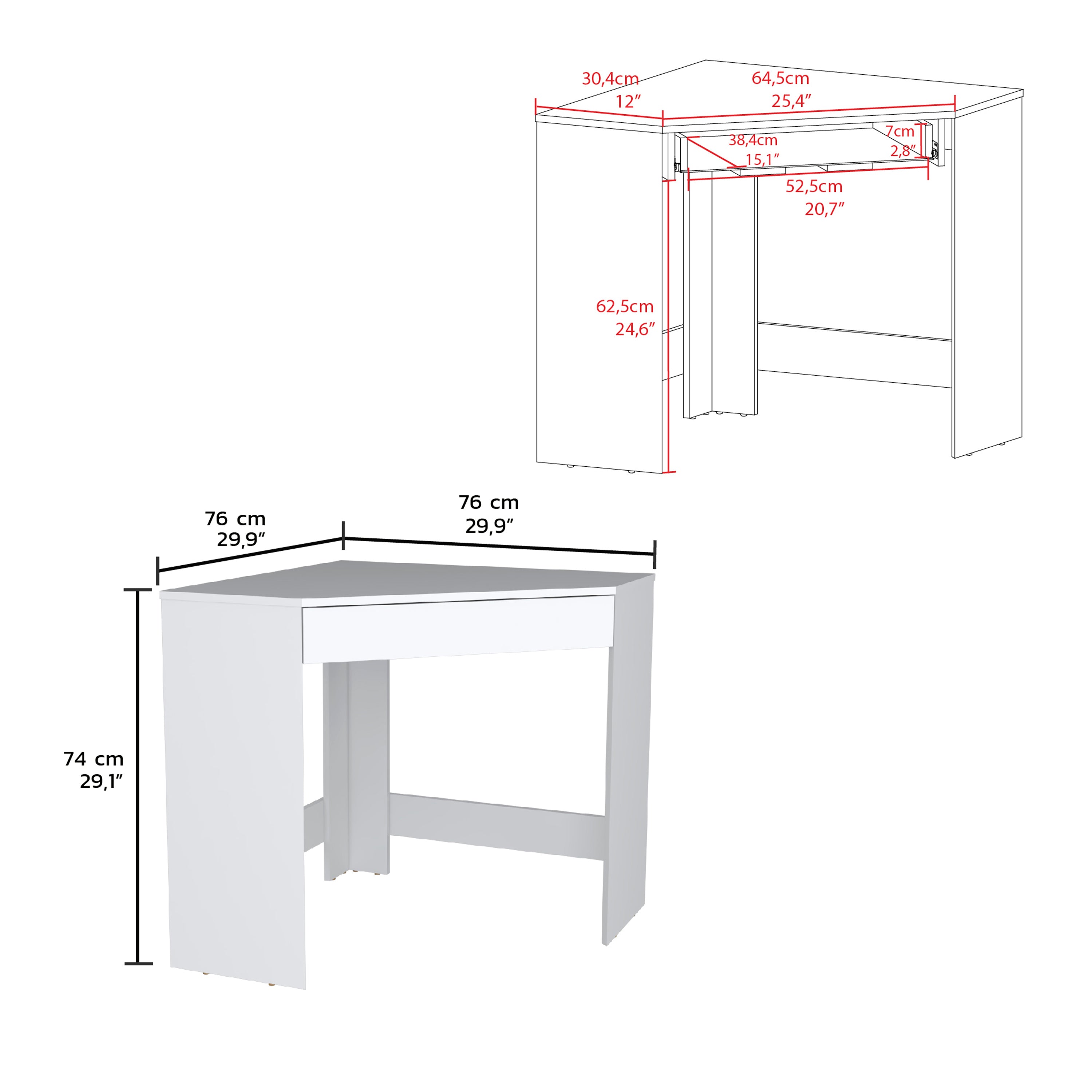 TUHOME Amity Corner Desk with Spacious Drawer and Optimal Workstation