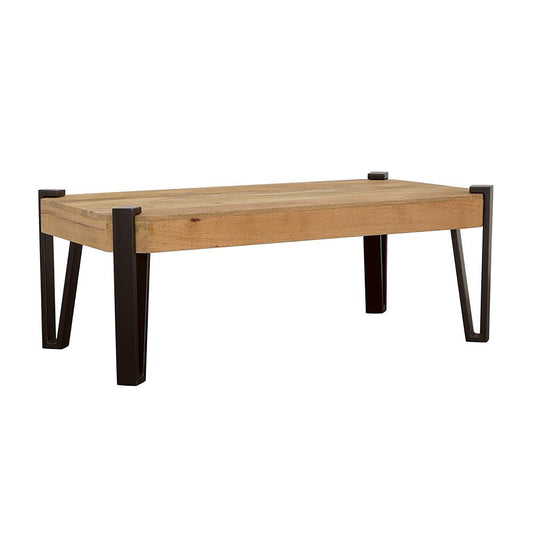 Natural and Matte Black Top Coffee Table