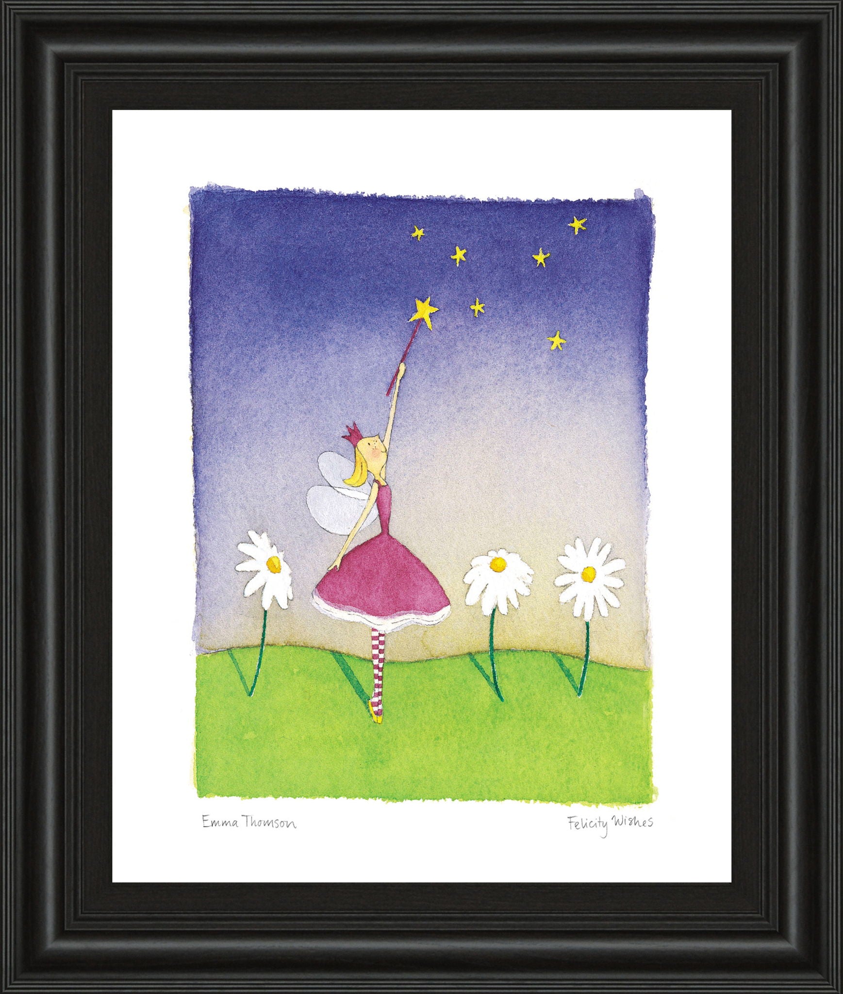 Felicity Wishes I By Emma Thomson - Framed Print Wall Art - Blue