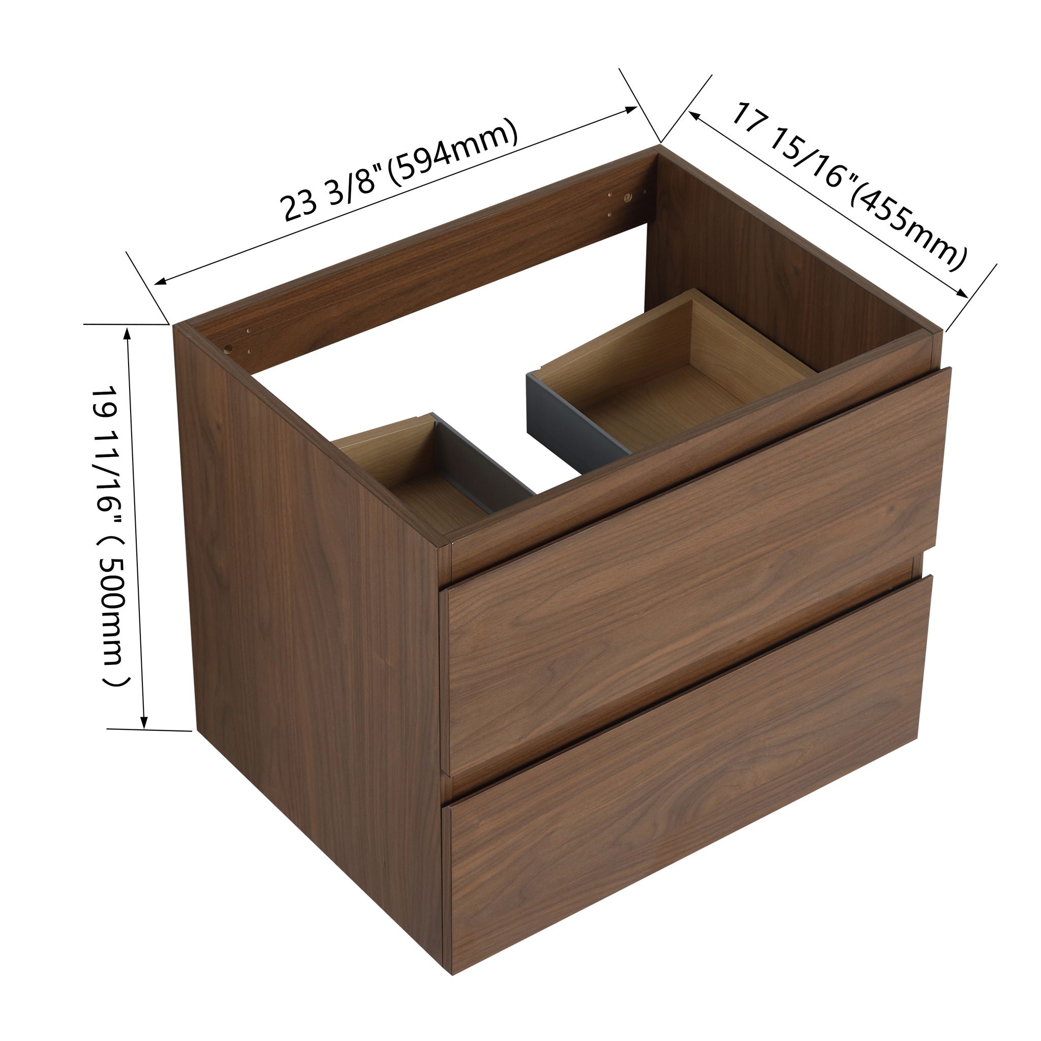 Wall Mounted Bathroom Vanity Cabinet, Soft Close Drawers (Vanity Only)