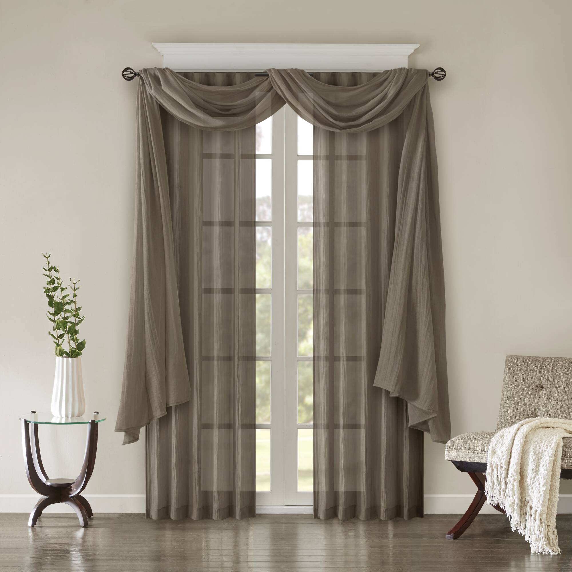 Harper - 84" Solid Crushed Window Panel Pair - Taupe