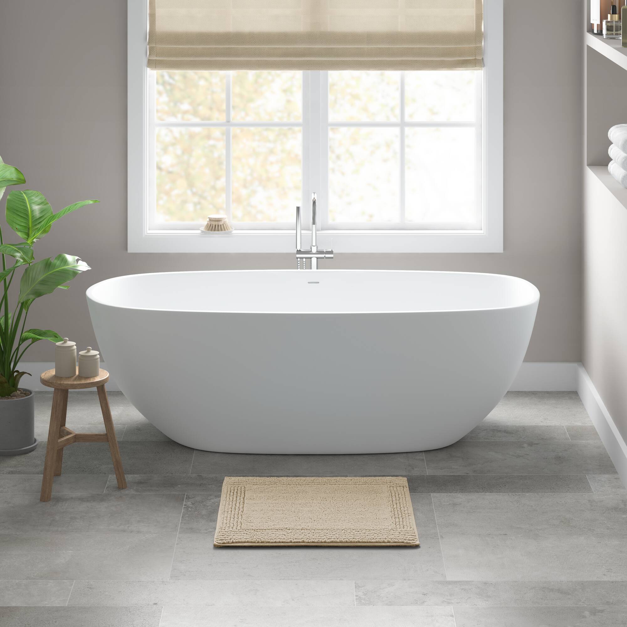 Splendor - 21" x 34" Tufted Reversible Bath Rug - Taupe