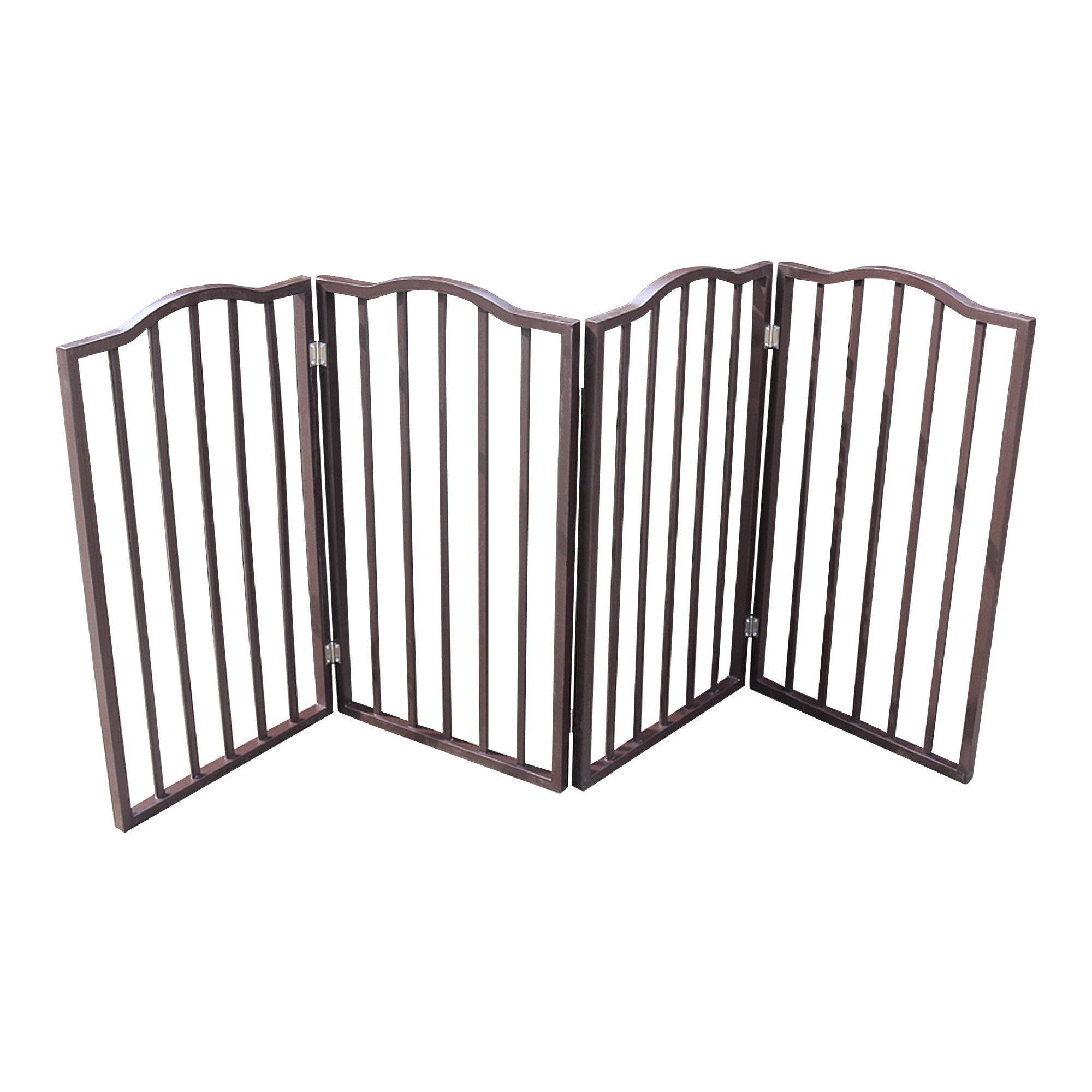 Pet Gate Dog Gate For Doorways, Stairs Or House Freestanding Folding - Dark Brown