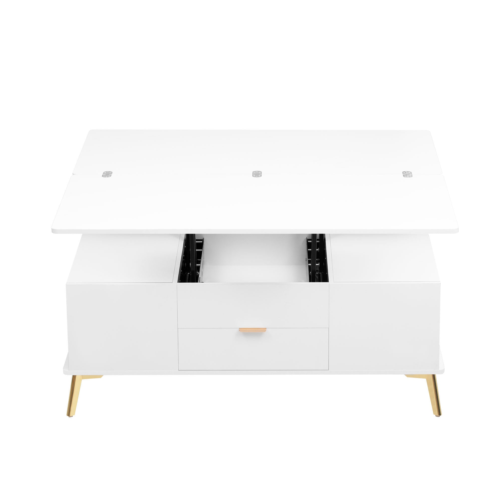 Modern Lift Top Coffee Table Multi Functional Table with Drawers in  White