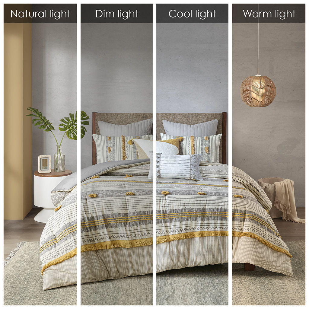 Cody - 3 Piece Comforter Set - Gray / Yellow