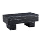 The black coffee table has patterns. Modern rectangular table, suitable for living rooms and apartments. 43.3"*21.6"*17.2"