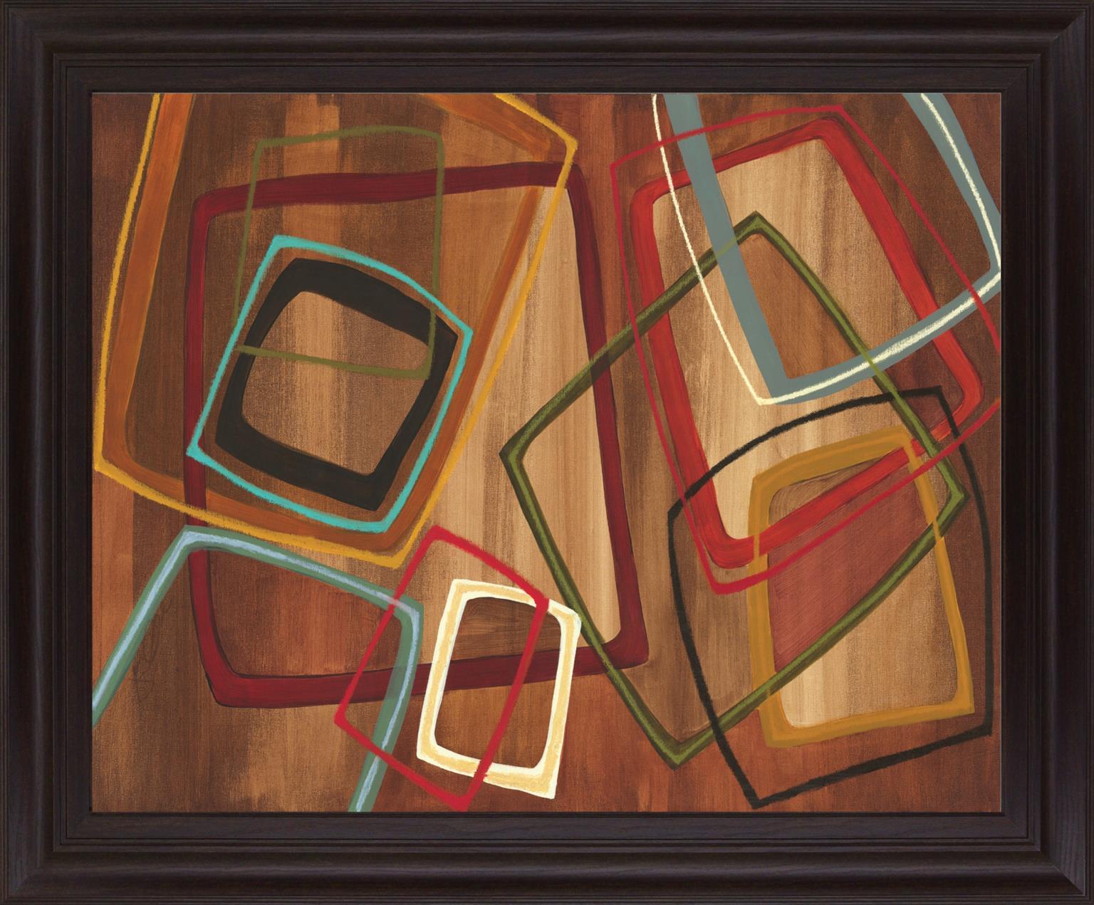Overlapping Shapes - 28" x 34" Framed Wall Art - Dark Brown