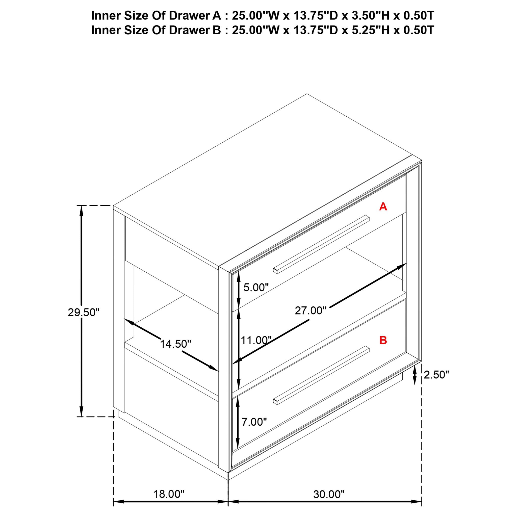 Prescott - 2 Drawers Nightstand With Open Shelf - Taupe