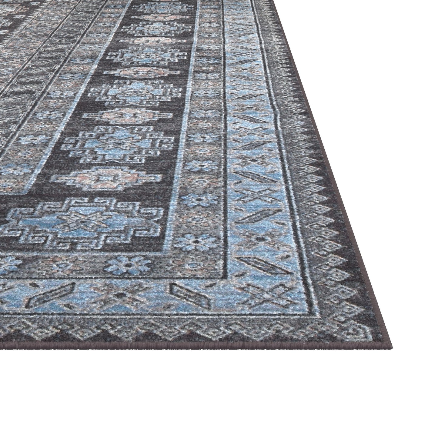 Salina Charcoal/Blue/Pink Area Rug 5x8