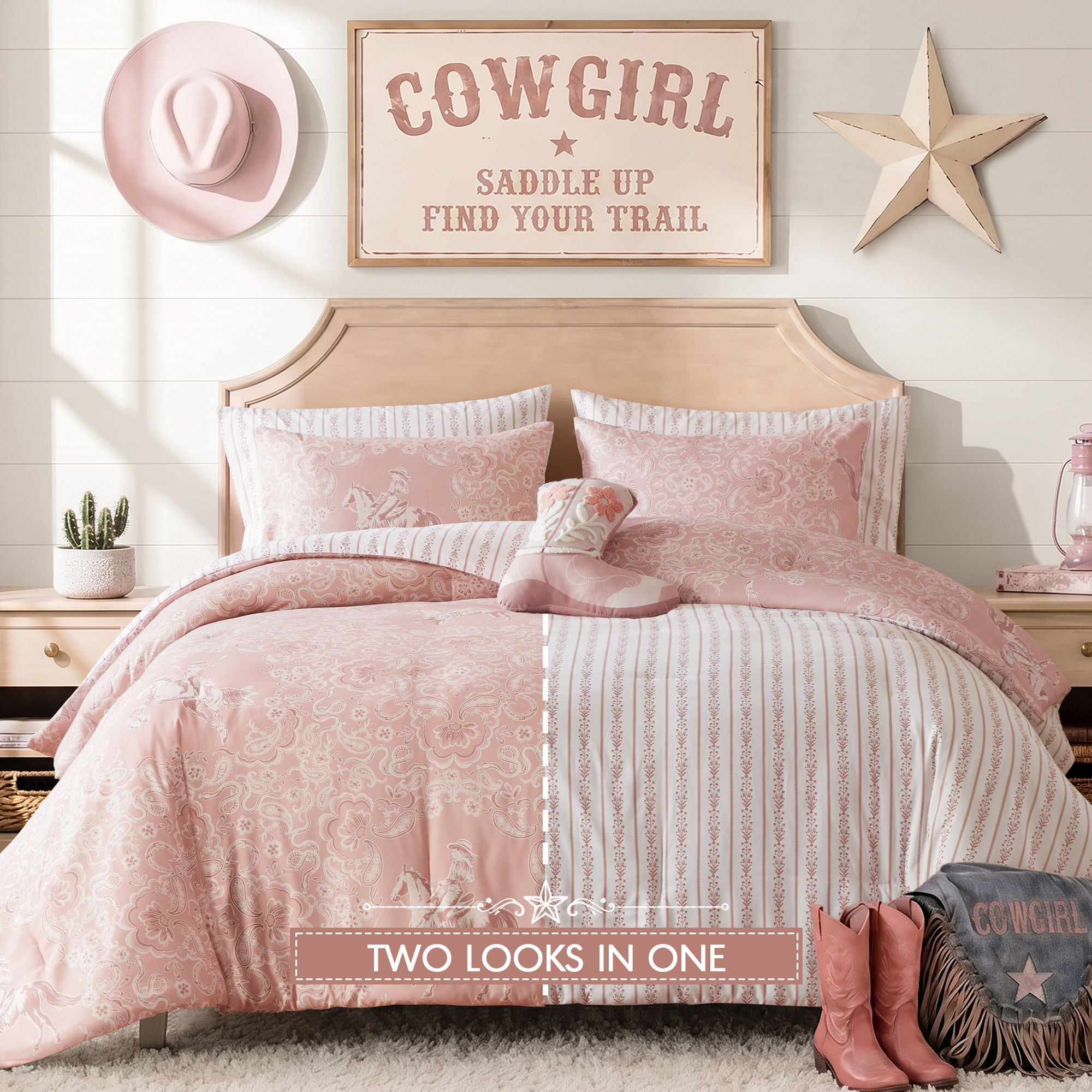 Jesse - Twin Long Comforter Set - Pink