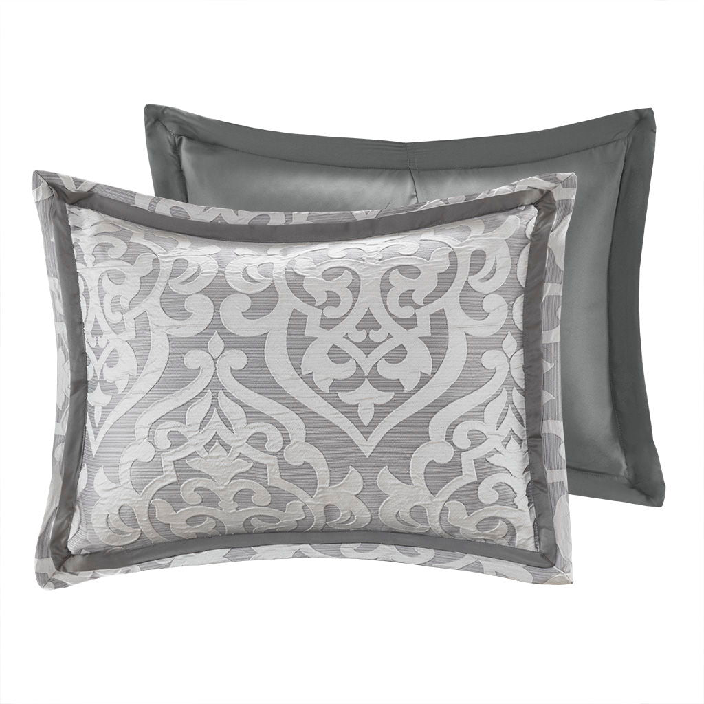 Odette - California King 8 Piece Comforter Set - Silver