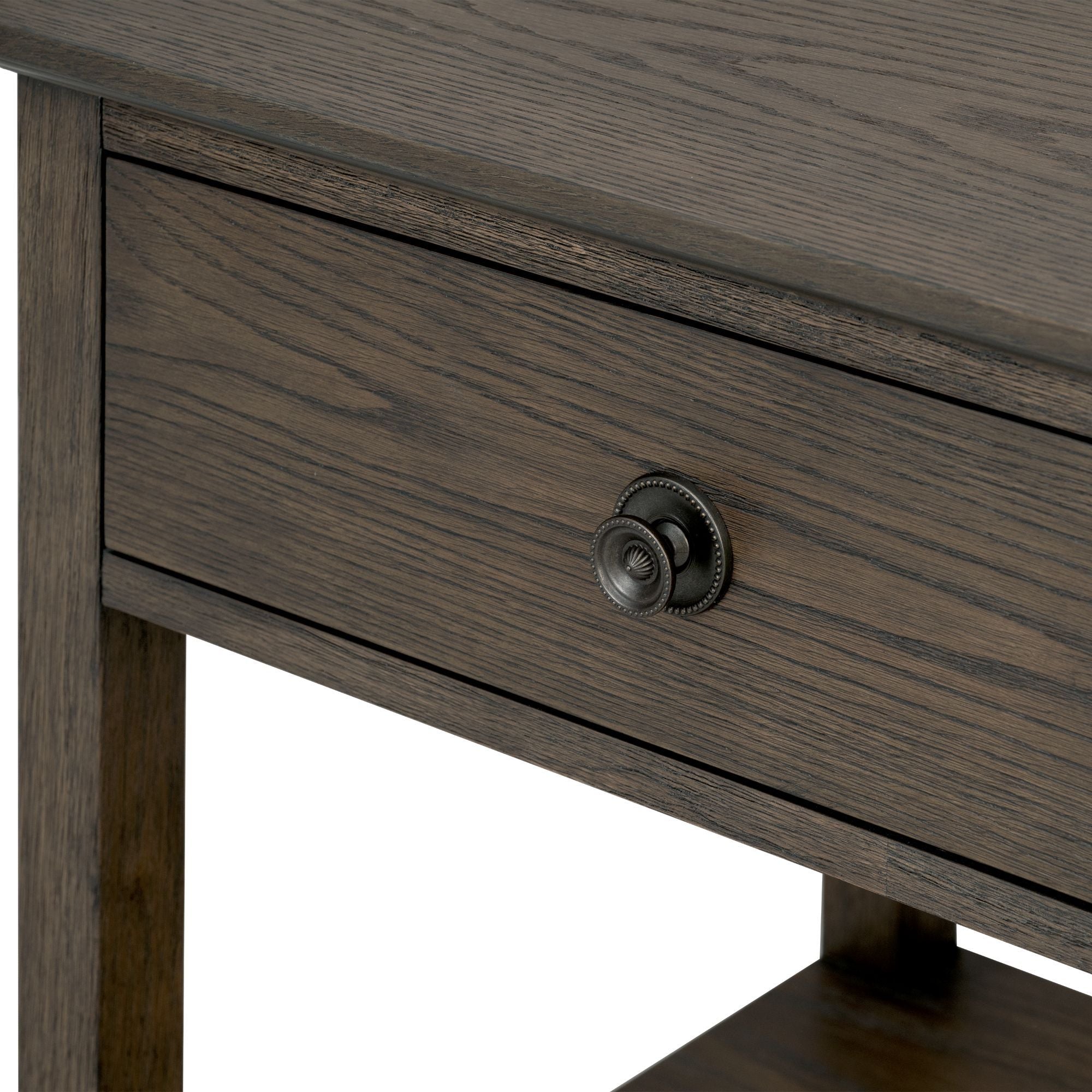 Victoria - One-Drawer Bedside Table With Shelf - Antique Brown