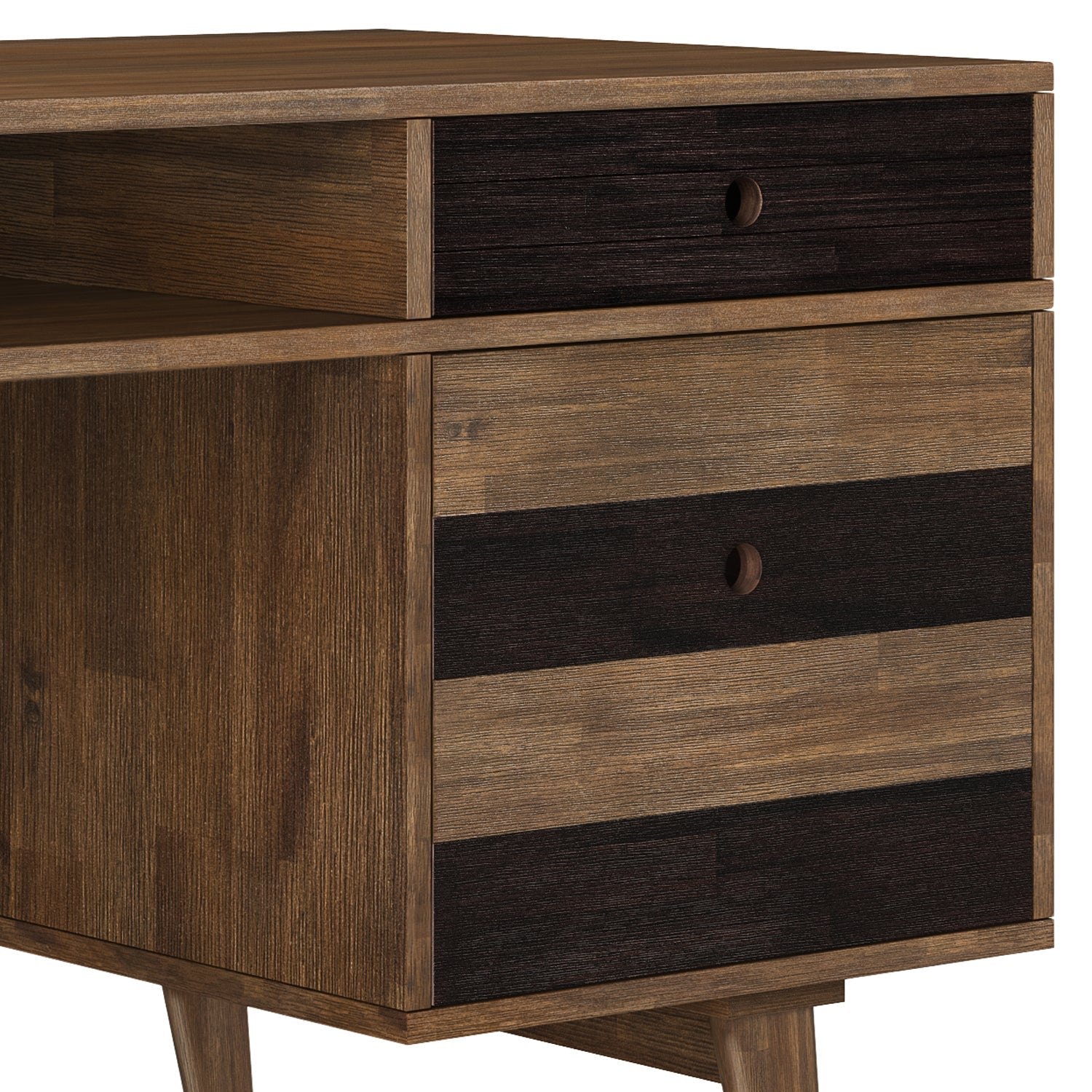 Clarkson - Desk with side drawers - Rustic Natural Aged Brown