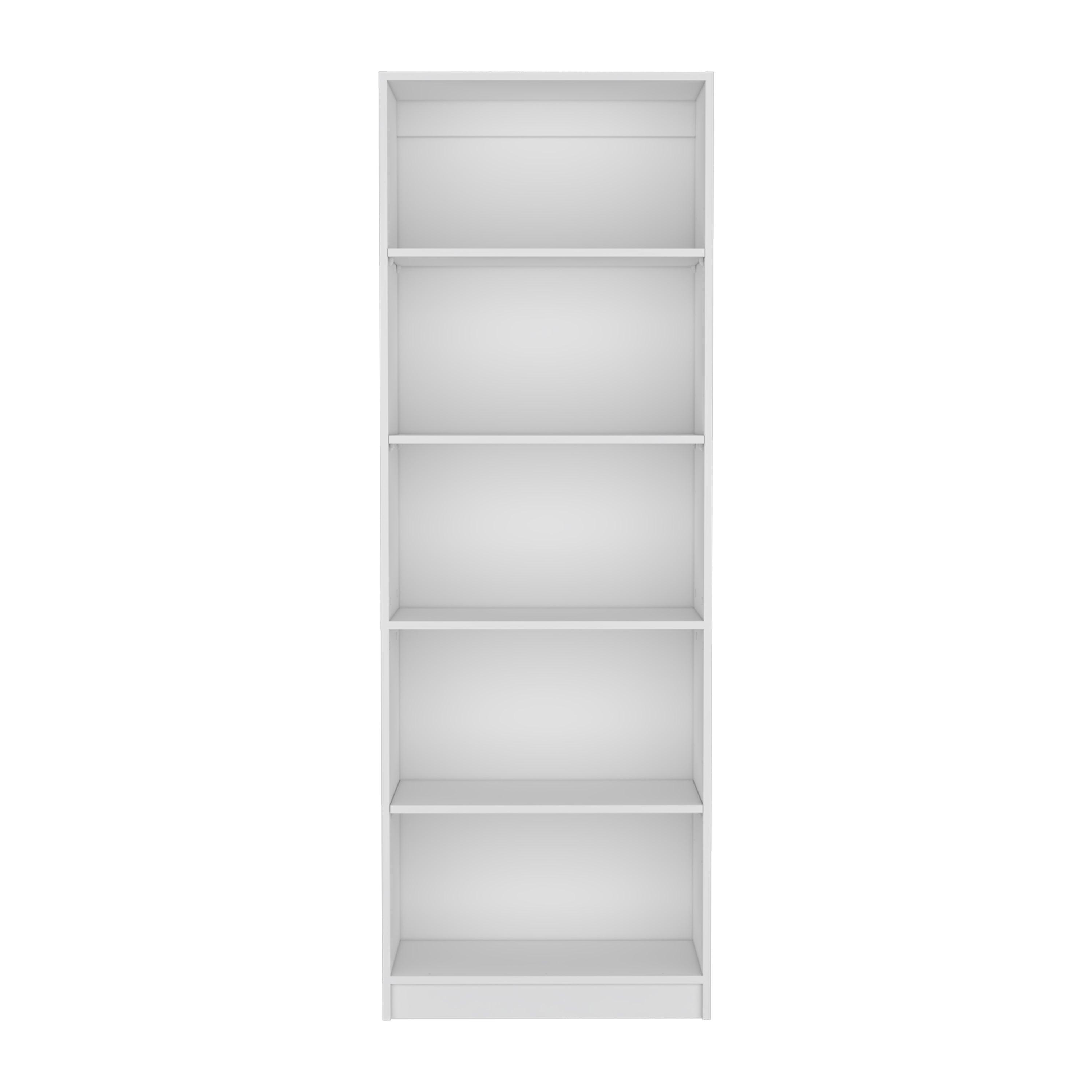 DEPOT E-SHOP Vinton 4-Tier Bookcase with Modern Storage for Books and Decor, White