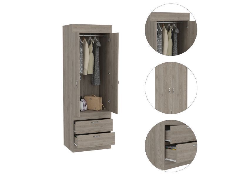 Willow Grove 2-Drawer Armoire Light Gray