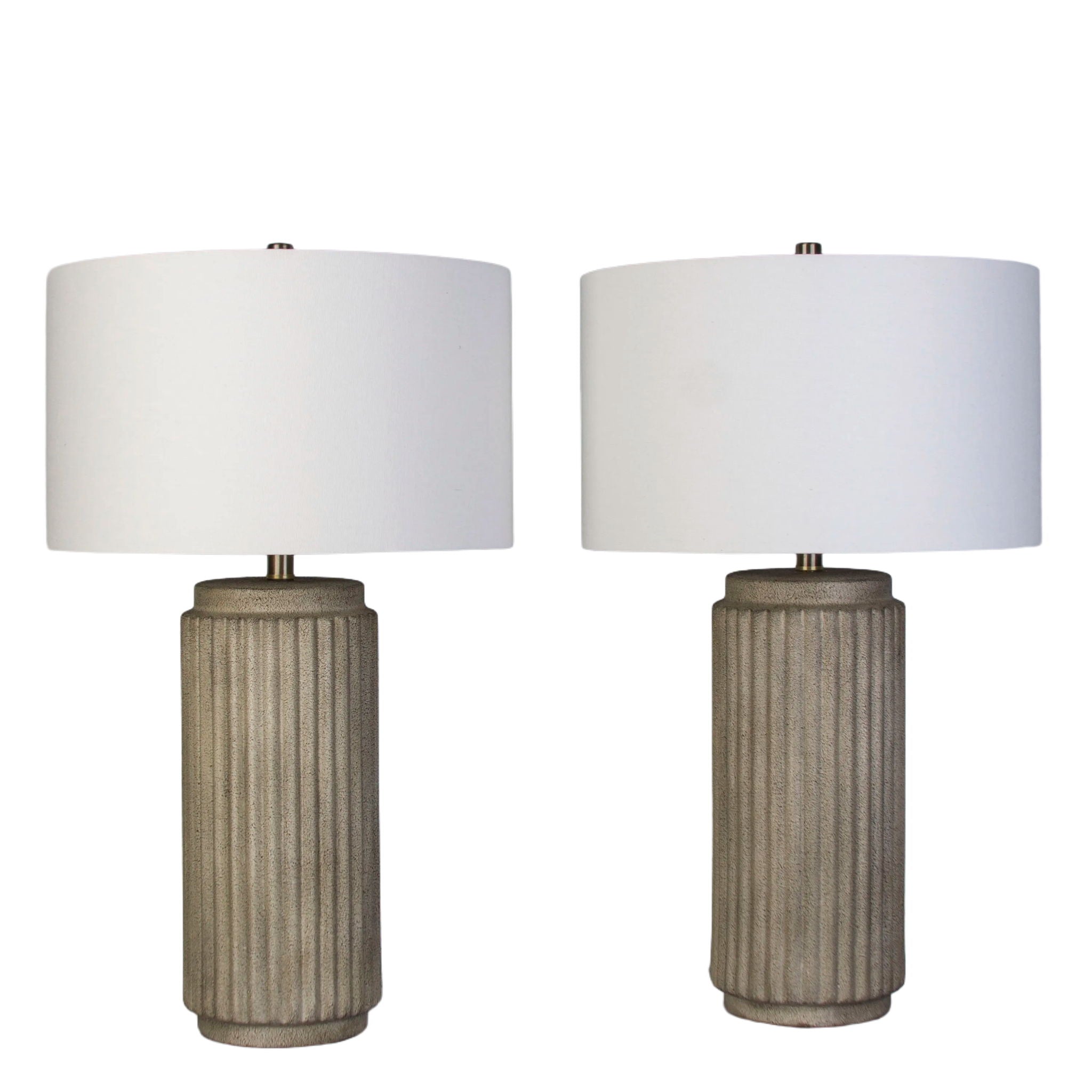Ribbed Essence Ceramic Table Lamp (Set of 2) - Ribbed Stonewash