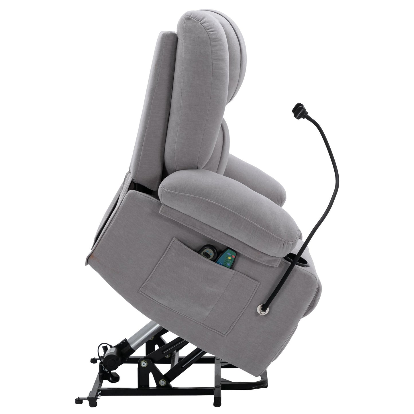 Power Lift Recliner Chair Electric Recliner for Elderly Recliner Chair with Massage and Heating Functions, Remote, Phone Holder Side Pockets and Cup Holders for Living Room, Grey