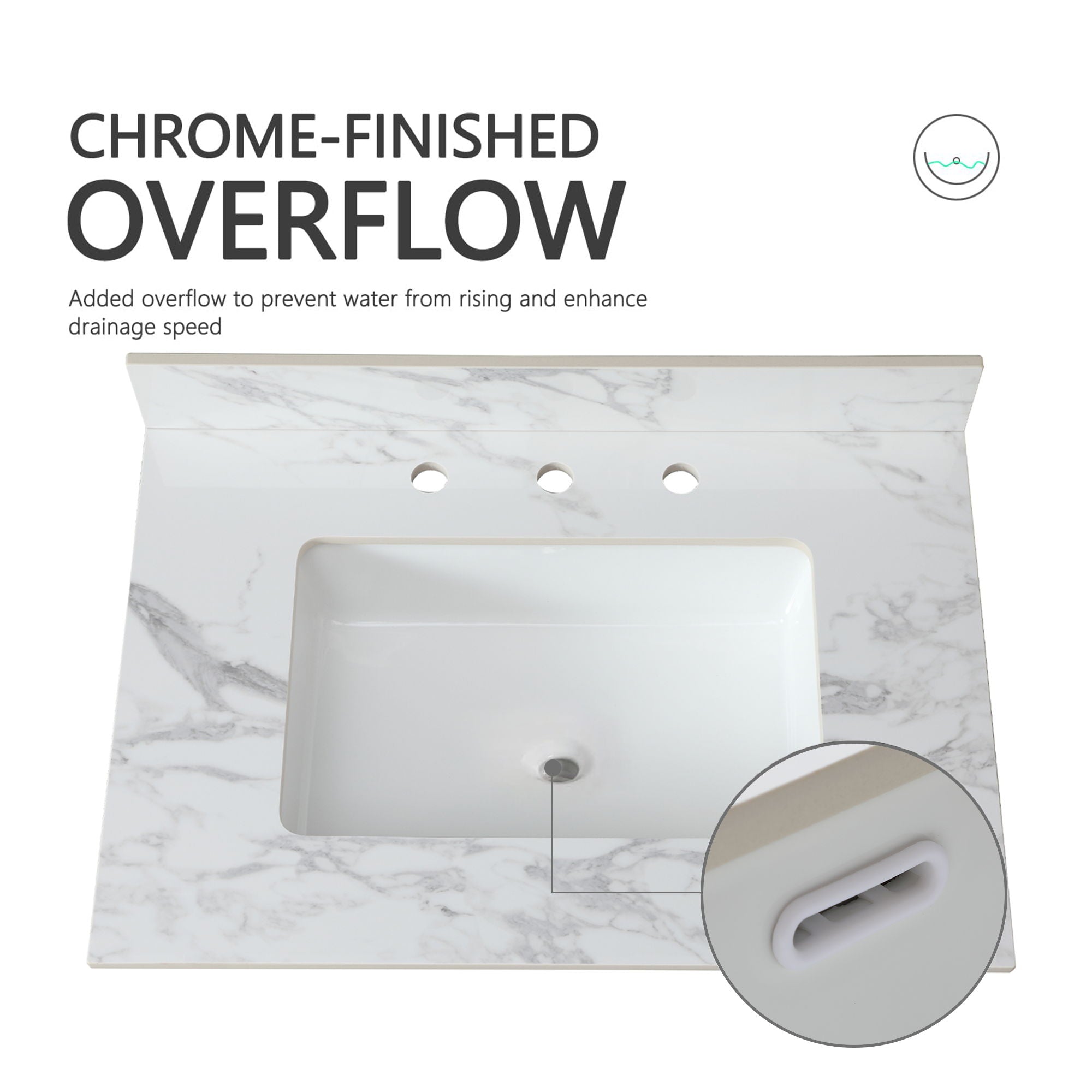 Elegant Sintered Stone Bathroom Vanity Top With Rectangular Undermount Ceramic Sink