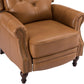 Hora Genuine Leather Manual Recliner-CAMEL