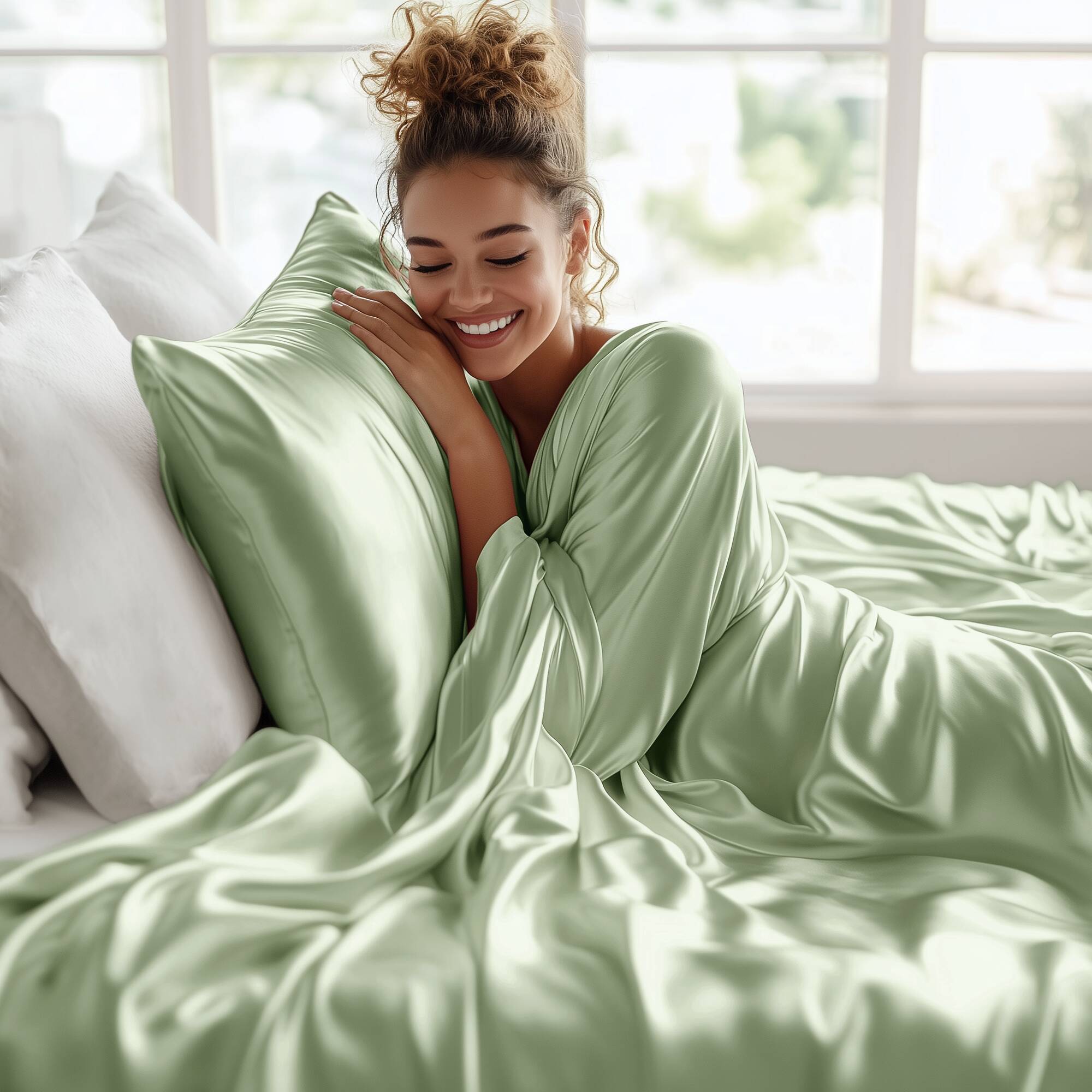 Satin - 6 Piece King Luxury Sheet Set - Sage